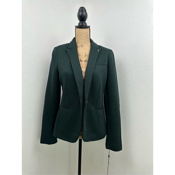 Tommy Hilfiger Women’s Green Long Sleeve Single-Button French Terry Blazer Jacke - Picture 1 of 16